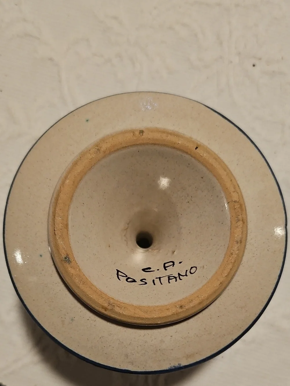 VINTAGE C.A. POSITANO POTTERY CANDLE HOLDER MADE IN ITALY HANDPAINTED